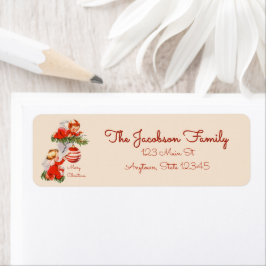 Engelen versieren de kerstboom etiket