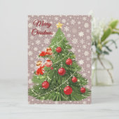 Engelen versieren de kerstboom feestdagenkaart (Staand voorkant)