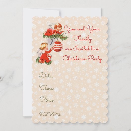 Engelen versieren de kerstboom kaart (Achterkant)