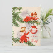 Engelen versieren de kerstboom kaart (Staand voorkant)