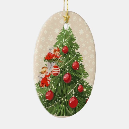 Engelen versieren de kerstboom keramisch ornament (Rechts)