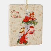 Engelen versieren de kerstboom keramisch ornament (Rechts)