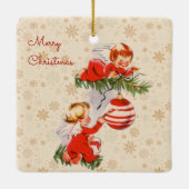 Engelen versieren de kerstboom keramisch ornament (Achterkant)