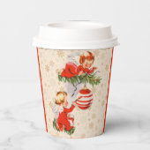 Engelen versieren de kerstboom papieren bekers (Achterkant)