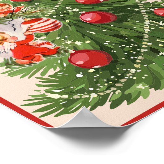 Engelen versieren de kerstboom poster (Hoek)