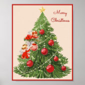 Engelen versieren de kerstboom poster (Voorkant)