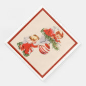 Engelen versieren de kerstboom servet (Hoek)