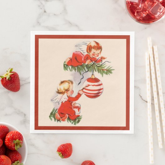 Engelen versieren de kerstboom servet (Insitu)