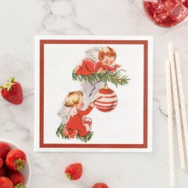 Engelen versieren de kerstboom servet