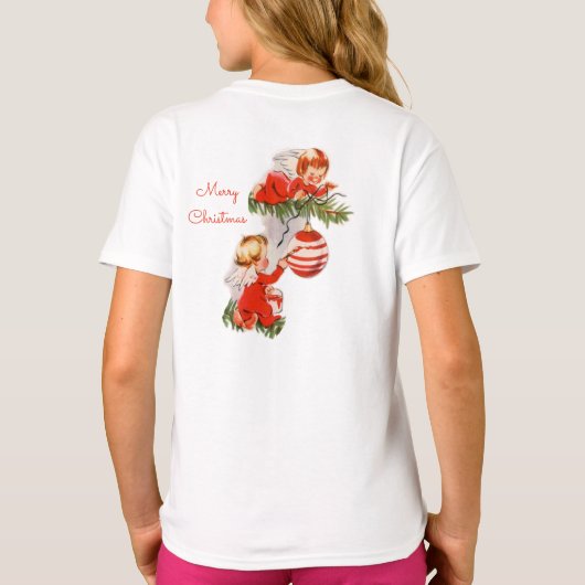 Engelen versieren de kerstboom t-shirt (Achterkant)