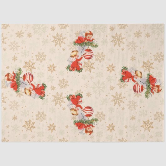 Engelen versieren de kerstboom tissuepapier (Voorkant)