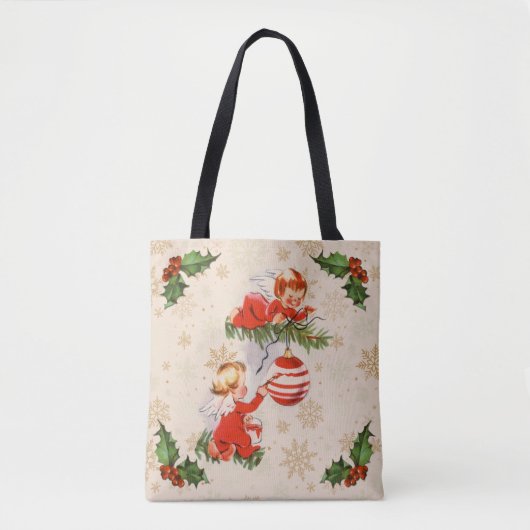 Engelen versieren de kerstboom tote bag (Voorkant)