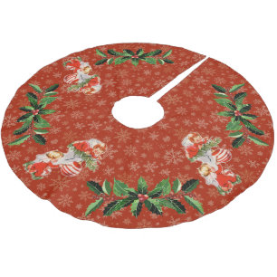 Engelen versieren rood   Gouden sneeuwvlokken Kerstboom Rok