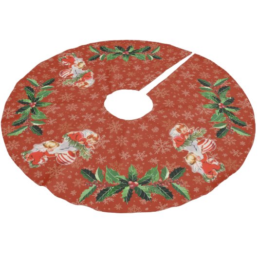 Engelen versieren rood | Gouden sneeuwvlokken Kerstboom Rok (Gekanteld)