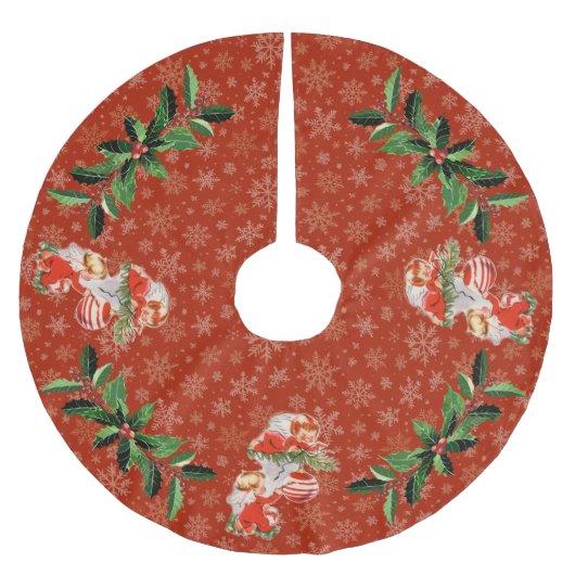 Engelen versieren rood | Gouden sneeuwvlokken Kerstboom Rok (Voorkant)