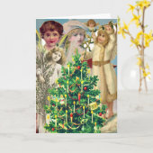  ENGELEN VIEREN KERST WENSKAART KAART (Gele Bloem)