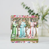 Engelen Vintage Bloemige Remix Feestdagenkaart (Staand voorkant)