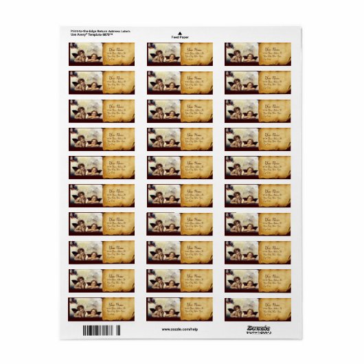 ENGELEN / Vleugelige cherubs,,bruin perkament,wit Etiket (Full Sheet)