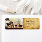 ENGELEN / Vleugelloze Cherubs,,bruin perkament,wit Etiket (Insitu)