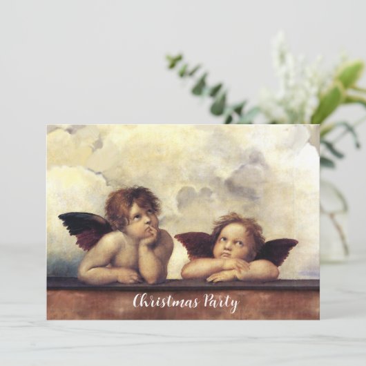 ENGELEN Vleugels Cherubs Raffaello Sanzio Kerstmis Kaart (Staand voorkant)