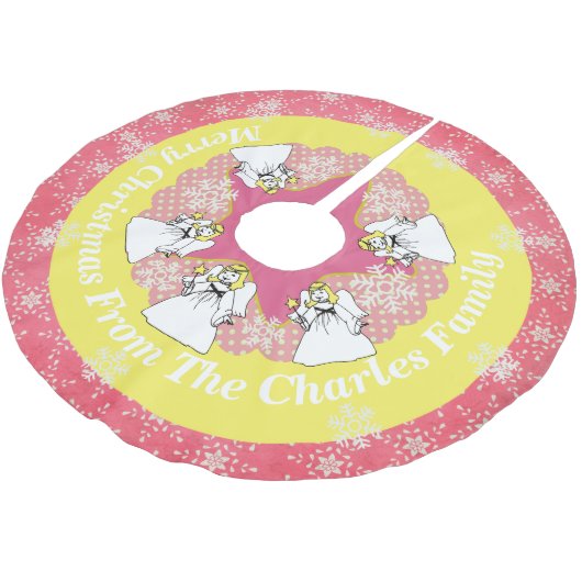 Engelen Vrolijk Kerstmis Gepersonaliseerde Boom Ro Kerstboom Rok (Gekanteld)