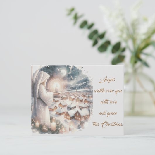 Engelen waken over je Scandinavische stijl Kerstmi Briefkaart (Staand voorkant)