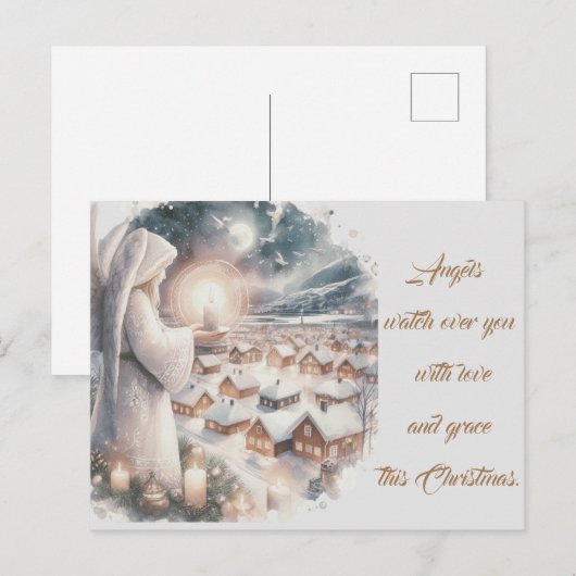 Engelen waken over je Scandinavische stijl Kerstmi Briefkaart (Voorkant / Achterkant)
