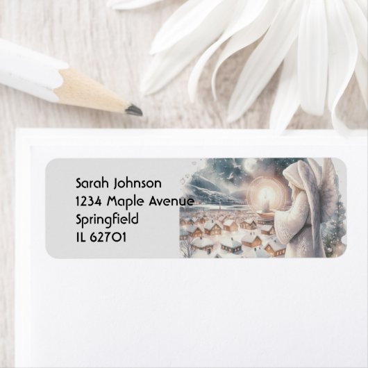 Engelen waken over je Scandinavische stijl Kerstmi Etiket (Insitu)