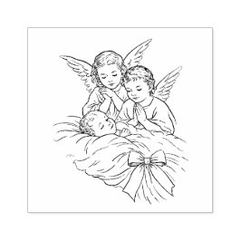 Engelen waken over slapende baby Religieus Rubberstempel