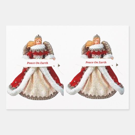 Engelen Wrapping Papier Flat Sheet Set van 3 Inpakpapier Vel (Voorkant 2)