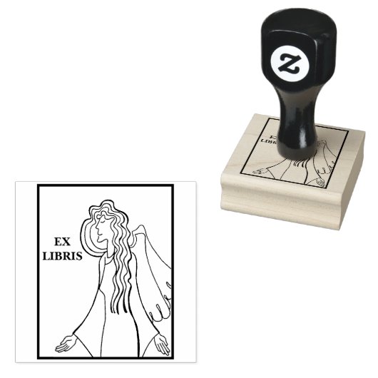 Engelen zegeningen boekplaat rubberstempel (Gestempeld)