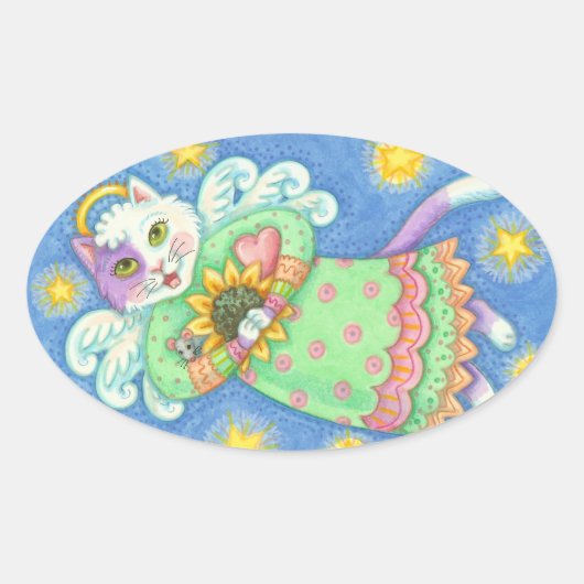 ENGELEN ZIJN KIJKEN, KAT STICKERS Ovaal, Blad (Voorkant)