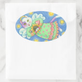 ENGELEN ZIJN KIJKEN, KAT STICKERS Ovaal, Blad (Tas)