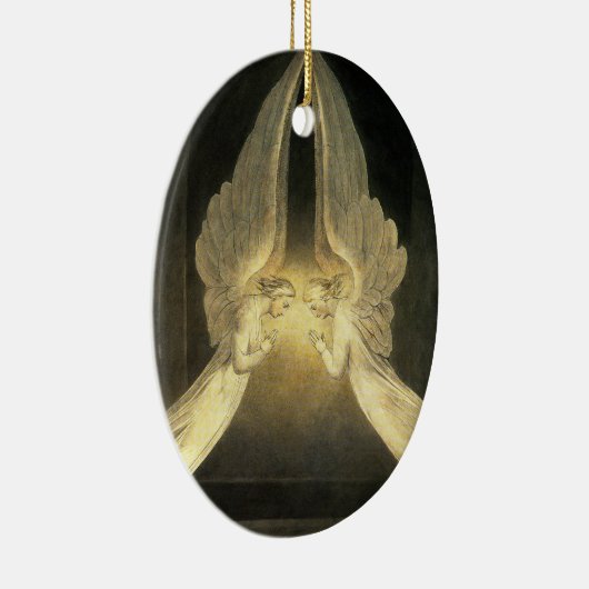 engelen zweven over Jezus Christus Keramisch Ornament (Rechts)