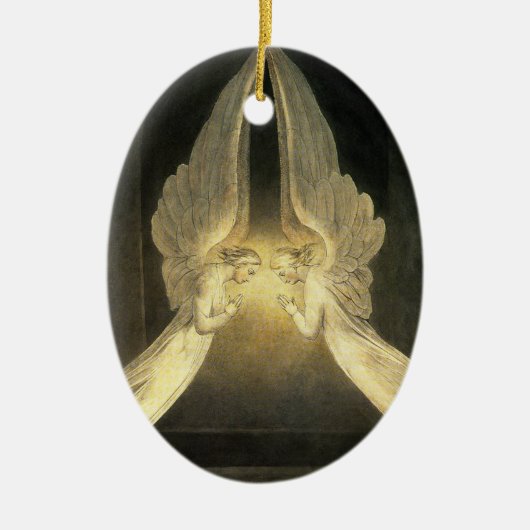  engelen zweven over Jezus Christus Keramisch Ornament (Voorkant)