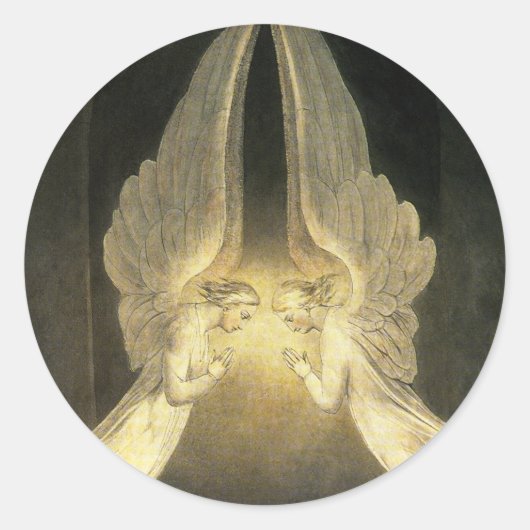  engelen zweven over Jezus Christus Ronde Sticker (Voorkant)