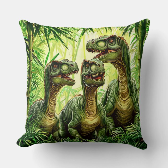 🦖😈 Engelenbaksteen Cartoon Dinosaur Decoratie Ca Kussen (Voorkant)