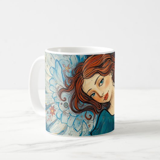Engelenglimlach koffiemok (Voorkant links)