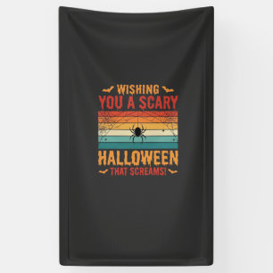 Engelengriewende Halloween Spinneweb Zonsondergang Spandoek