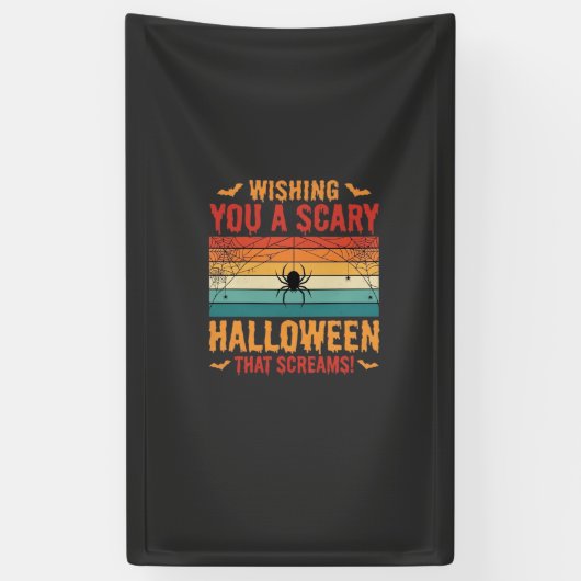 Engelengriewende Halloween Spinneweb Zonsondergang Spandoek (Verticaal)