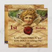 ENGELENHART WASZEGEL PERKAMENT Eerste verjaardag Kaart (Voorkant / Achterkant)