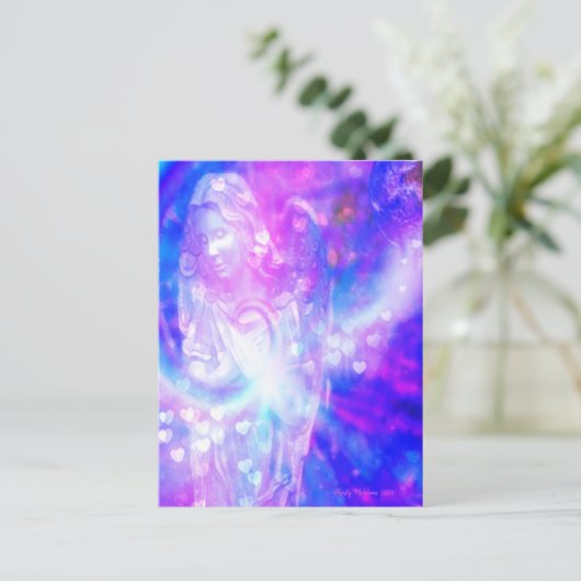engelenharten bidden mooie Paarse Waterverf Briefkaart (Staand voorkant)