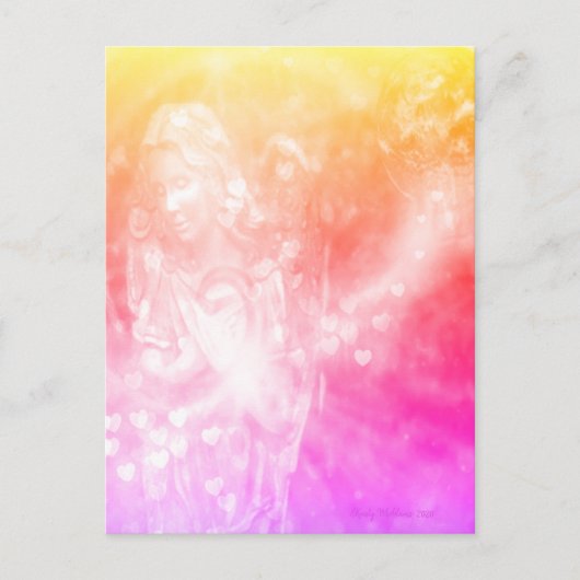 engelenharten bidden roze mooie Waterverf kunst Briefkaart (Voorkant)