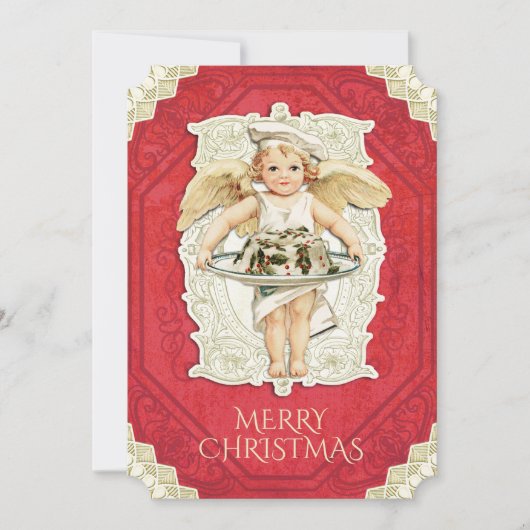  engelenkok Holly Christmas cake Feestdagenkaart (Voorkant)