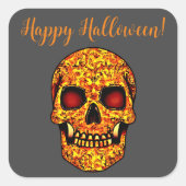 Engelens Halloween-schedel met rode ogen Vierkante Sticker (Voorkant)