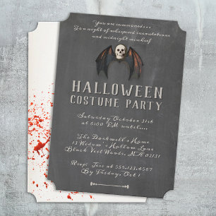 Engelenvleermuisvleugels Schedel Halloween-feest  Kaart