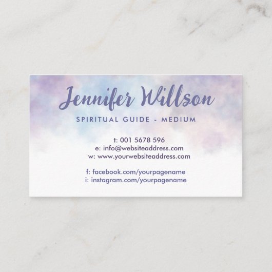 Engelenvleugels en Infinity Symbol - waterverf kun Visitekaartje (Achterkant)