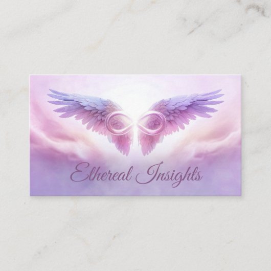 Engelenvleugels en Infinity Symbol - zachte pastel Visitekaartje (Voorkant)