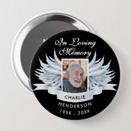 Engelenvleugels Foto Liefdevolle Herinnering Uitva Ronde Button 4,0 Cm