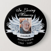 Engelenvleugels Foto Liefdevolle Herinnering Uitva Ronde Button 4,0 Cm (Voorkant)